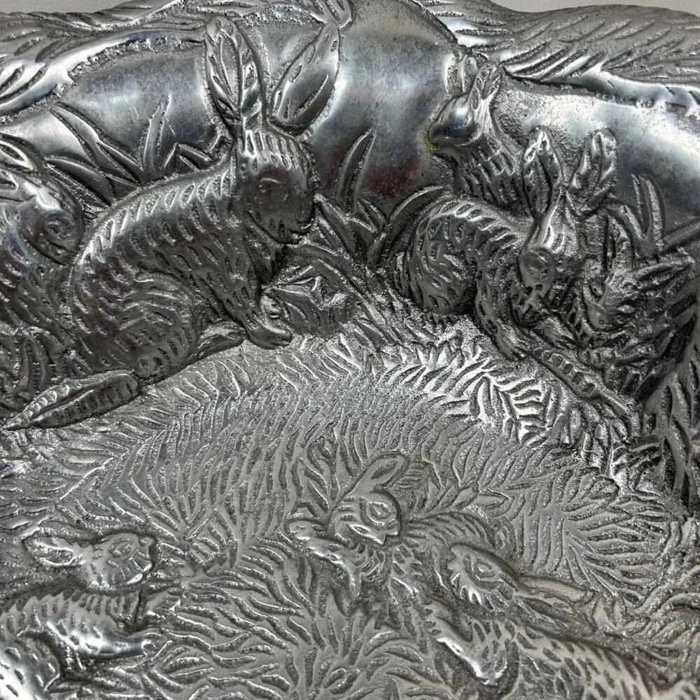 Vintage Arthur Court Bunny Rabbit Aluminum Serving Bowl